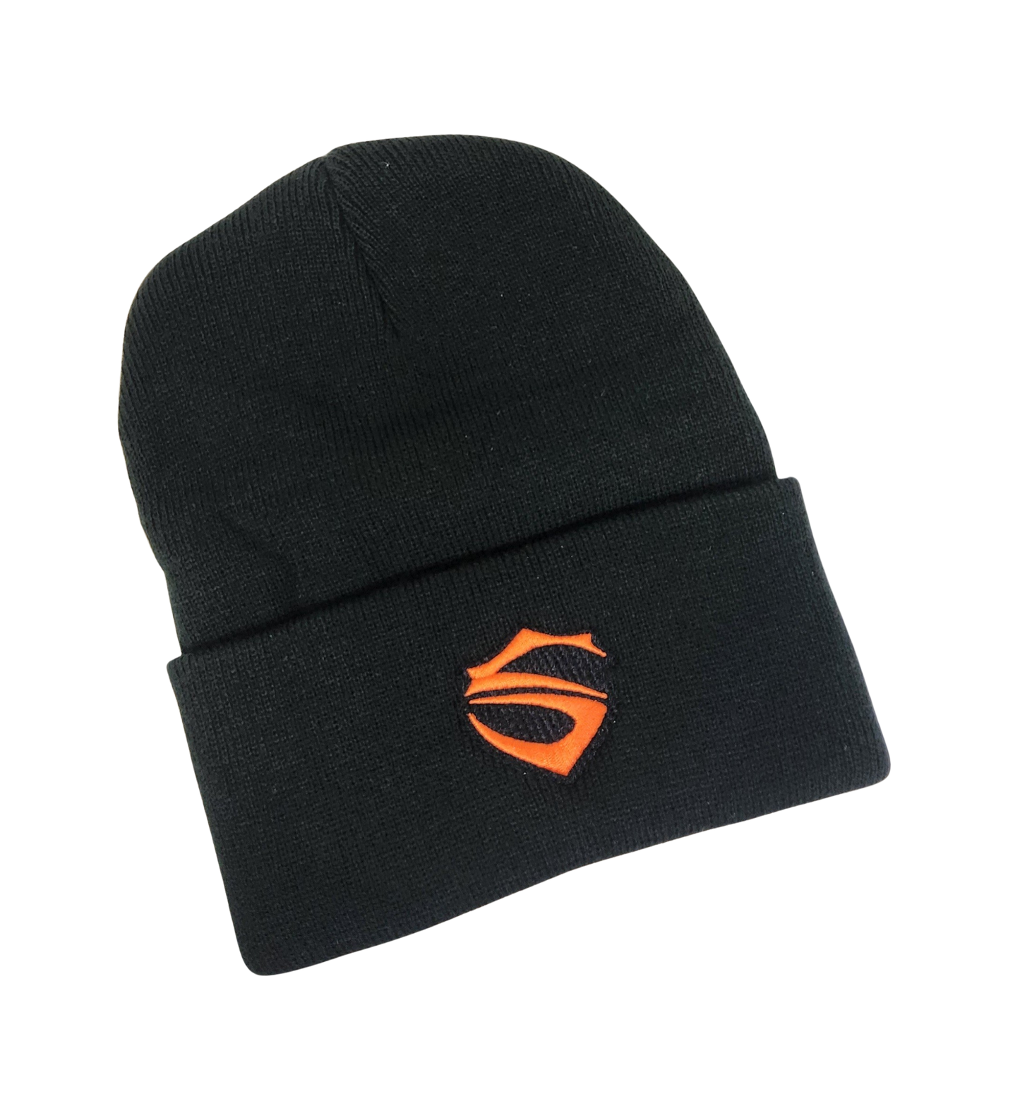 Classic Style Black Beanie Hat with Embroidered S