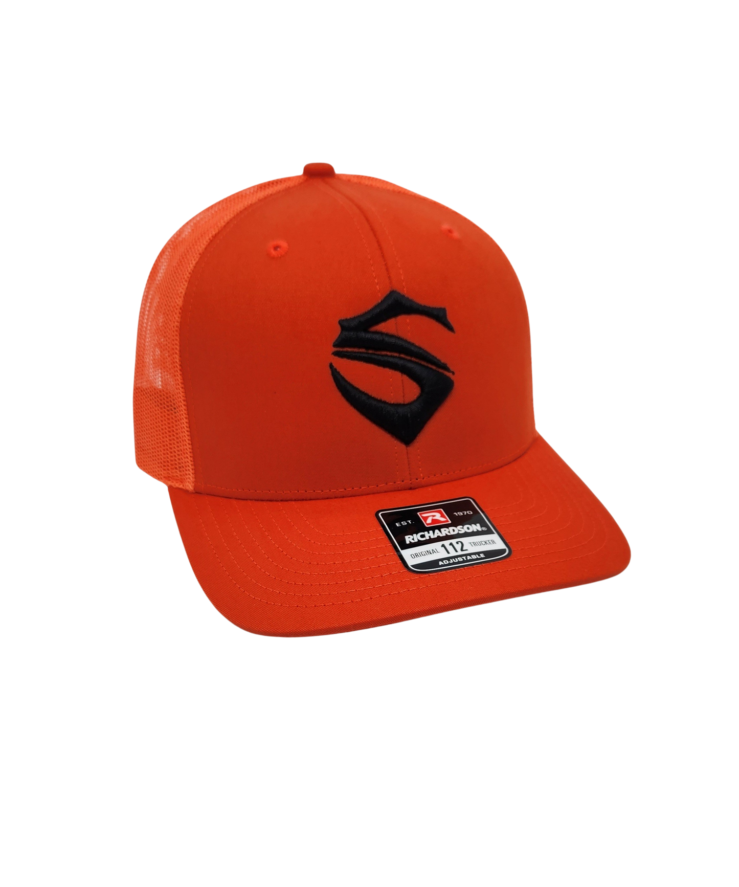 Orange Richardson 112 Embroidered Black S Hat