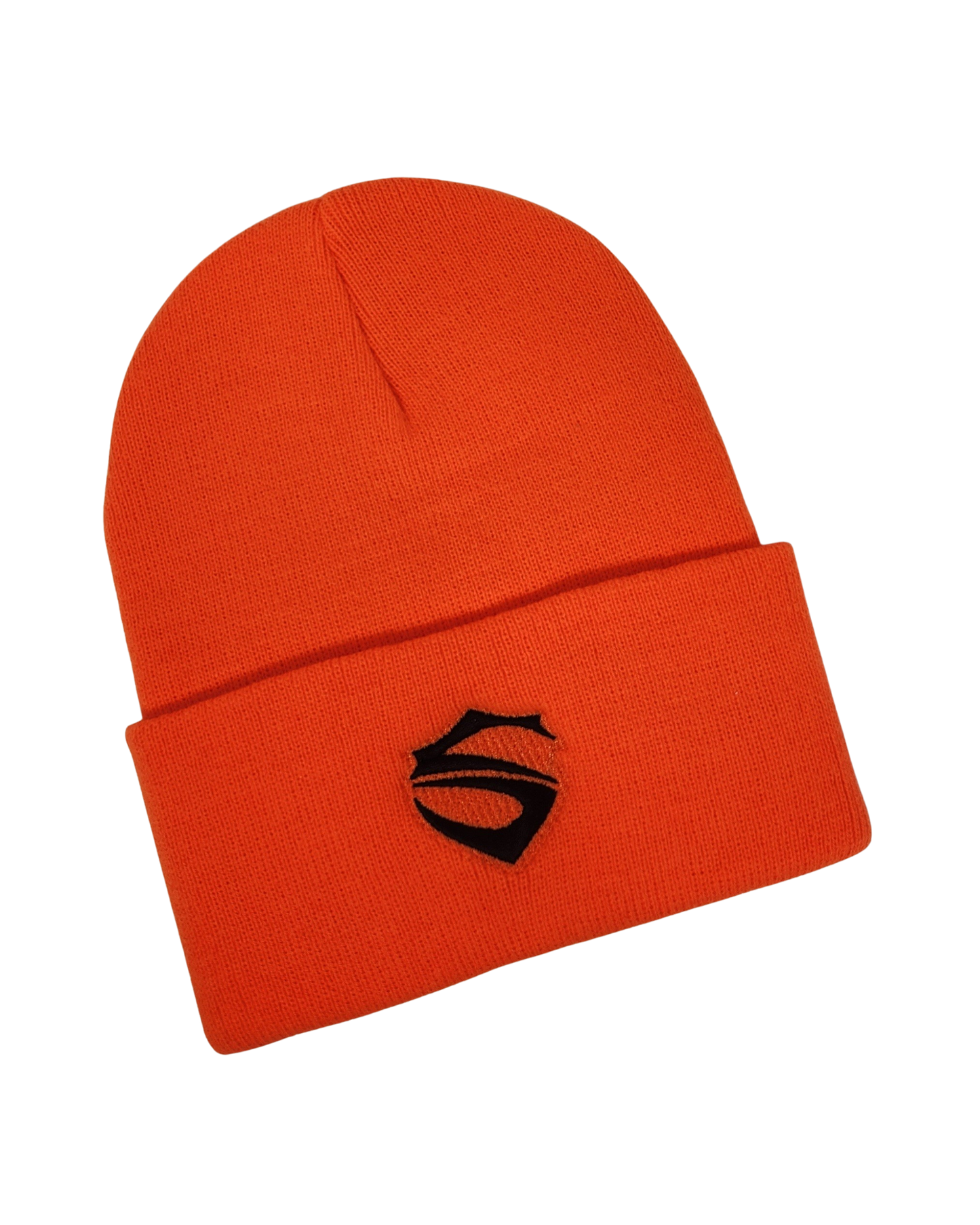Classic Style Orange Beanie Hat with Embroidered S